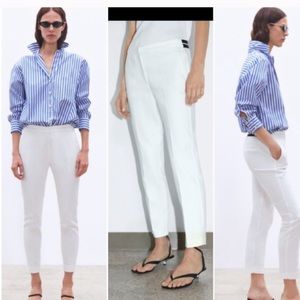 White Zara Jogger Waist Trousers